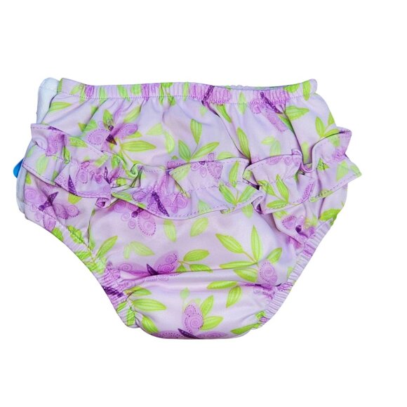 iPlay Swim Diaper Purple Butterfly Print Size 12M – Reusable Baby Infant Swimsui - Picture 2 of 7